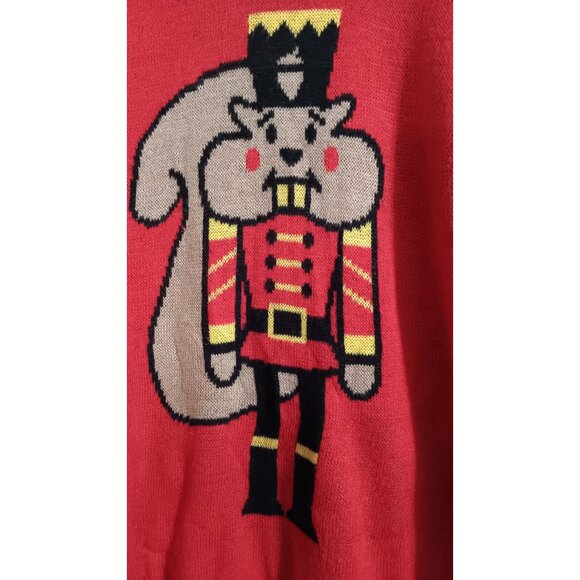 Norther Pole XL Red Christmas Squirrel Nutcracker Fun Lightweight Ugly Sweater - Picture 2 of 4